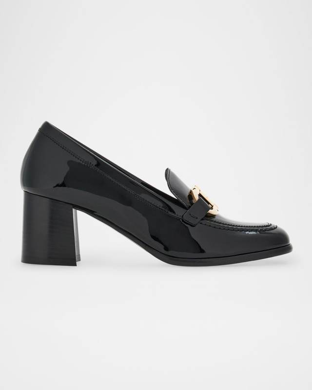 Marlena Gancini Bit Patent Leather Heeled Loafers